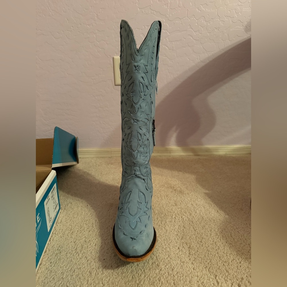 Lane Powder Blue Reverie Lace Up Western Cowboy Boots